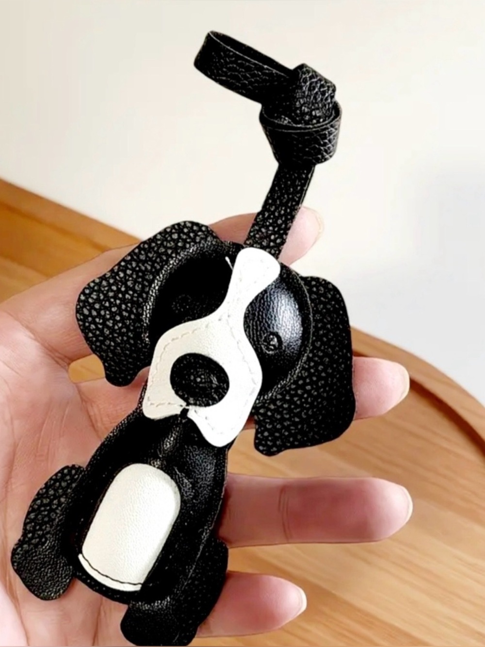 Black white dog bag charm